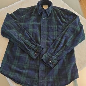 L.L. Bean Navy and Forest Checkered Flannel Shirt